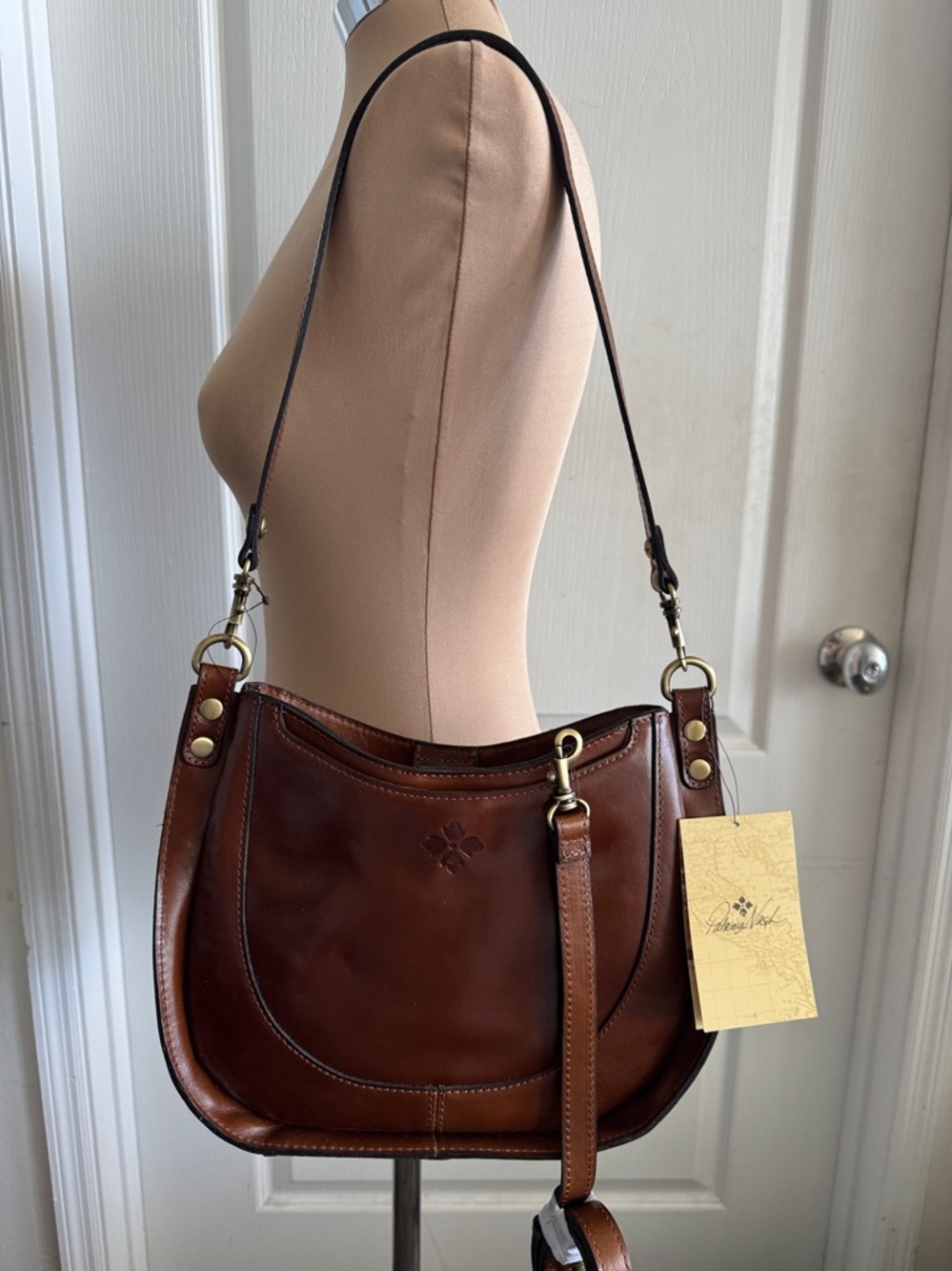 Patricia Nash Caletta Hobo Crossbody Bag Distessed VTG Leather Cognac - Picture 14 of 14